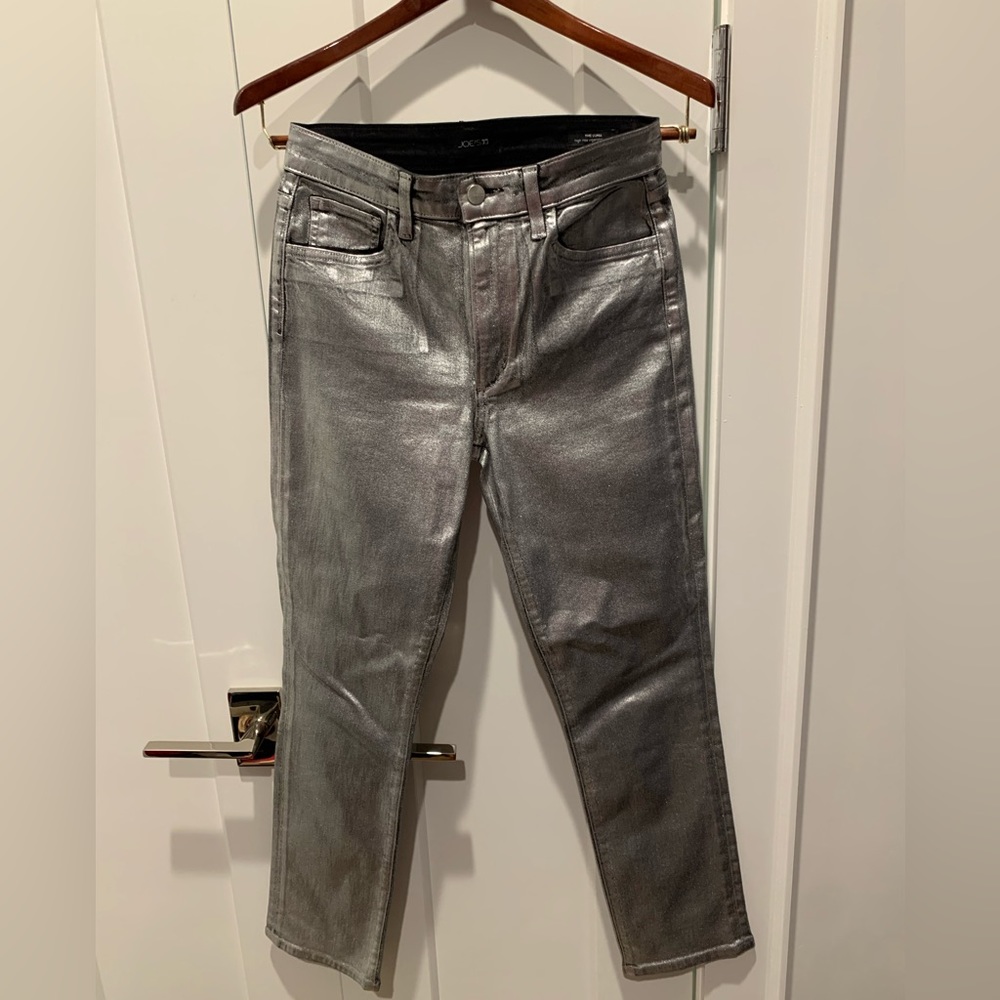 Joe’s jeans silver coated black skinny jeans. Size 27.